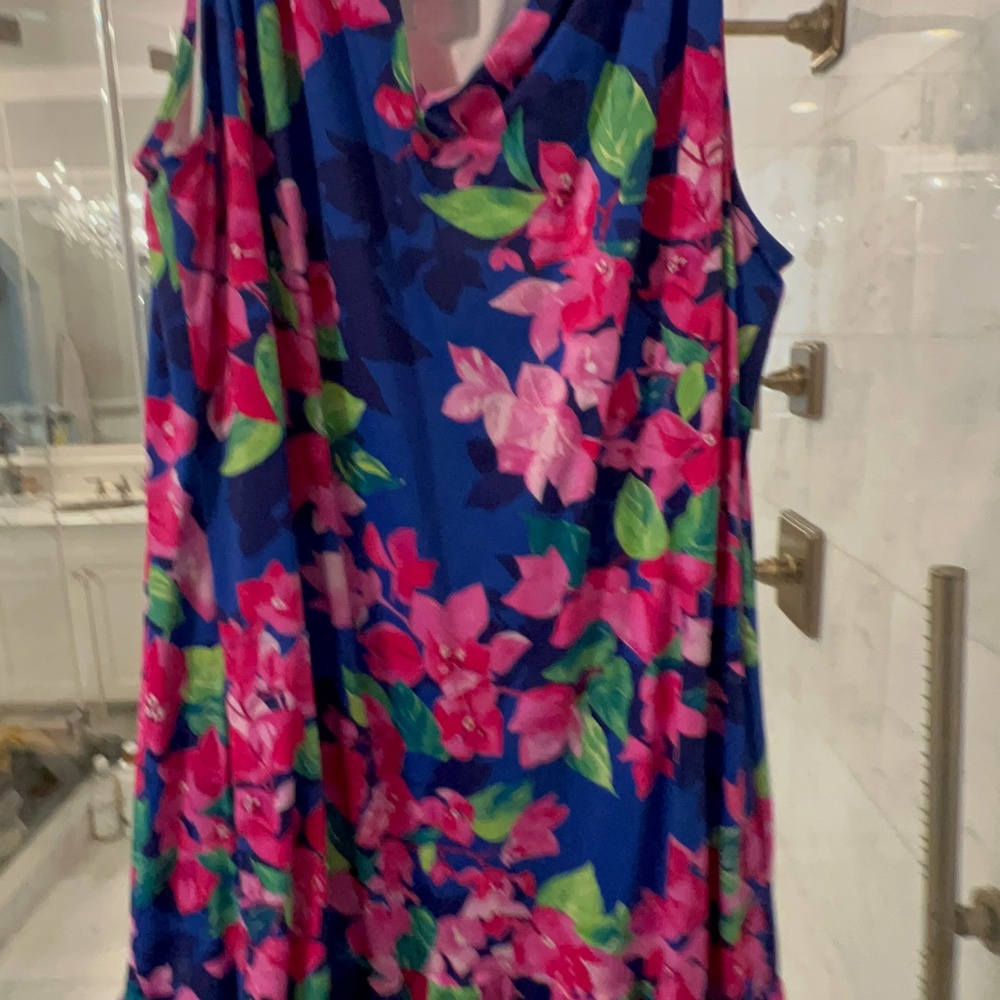 Tommy Bahama Bouganvillea Blue Ruffle Dress - Picture 5 of 16